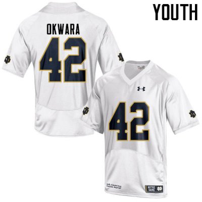 Notre Dame Fighting Irish Youth Julian Okwara #42 White Under Armour Authentic Stitched College NCAA Football Jersey VKJ6899YD